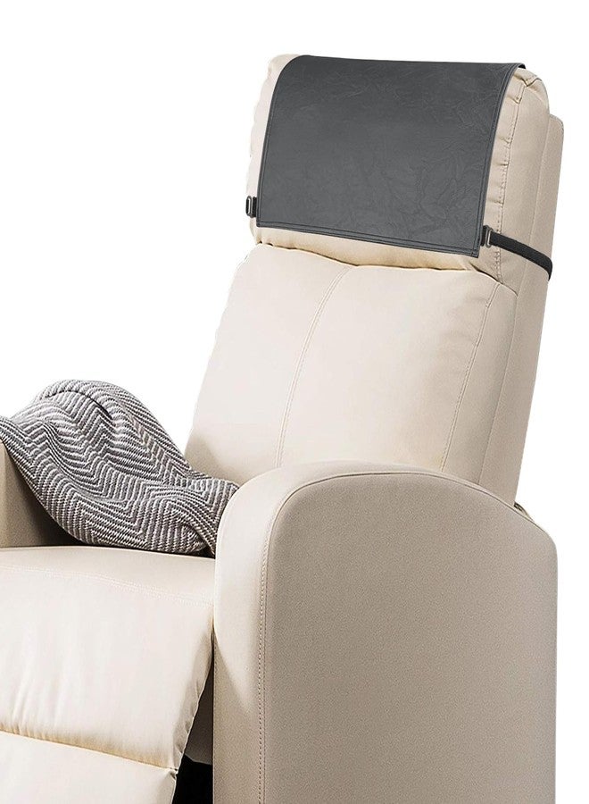 SCNK Recliner Headrest Protector-Faux Leather Headrest Covers for Recliners,Recliner Headrest Cover with Elastic Straps,Chair Headrest Cover for Recliners Protector 17 x 27 in(Dark Grey) - Image 1