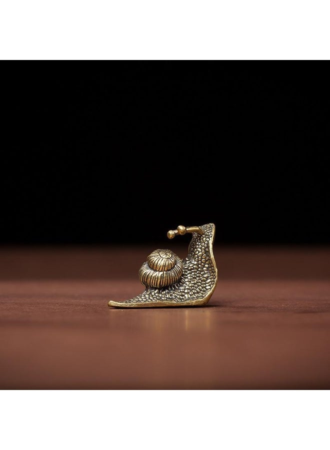 Mini Retro Pure Copper Snail Small Ornament Desk Decoration Antique Brass Animal Miniature Figurine Craft Tea Pet Incense Holder 