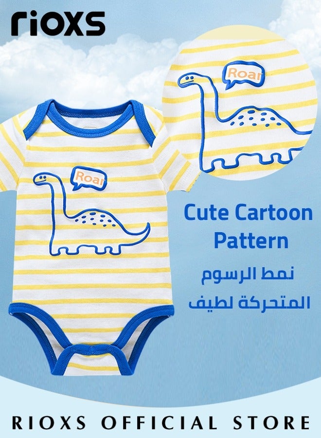 RIOXS Baby Boys Girls Onepiece Romper Sets 3pcs Summer Baby Bodysuit Half Sleeves Romper Sleep Suit Sets for Baby Made from Lightweight Breathable and Soft Cotton Fabric - Image 3