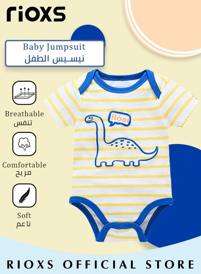 RIOXS Baby Boys Girls Onepiece Romper Sets 3pcs Summer Baby Bodysuit Half Sleeves Romper Sleep Suit Sets for Baby Made from Lightweight Breathable and Soft Cotton Fabric - Image 4
