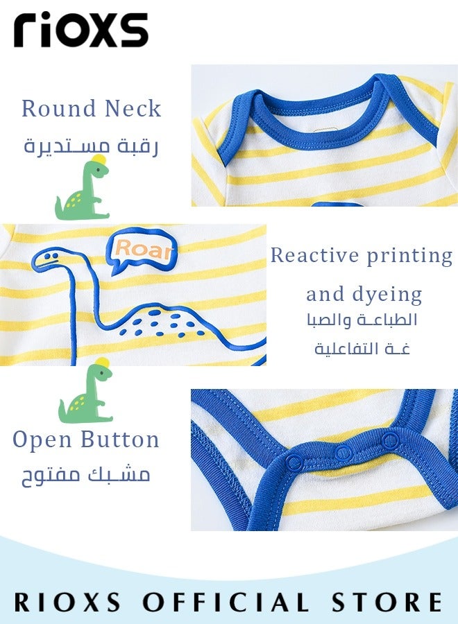 RIOXS Baby Boys Girls Onepiece Romper Sets 3pcs Summer Baby Bodysuit Half Sleeves Romper Sleep Suit Sets for Baby Made from Lightweight Breathable and Soft Cotton Fabric - Image 5