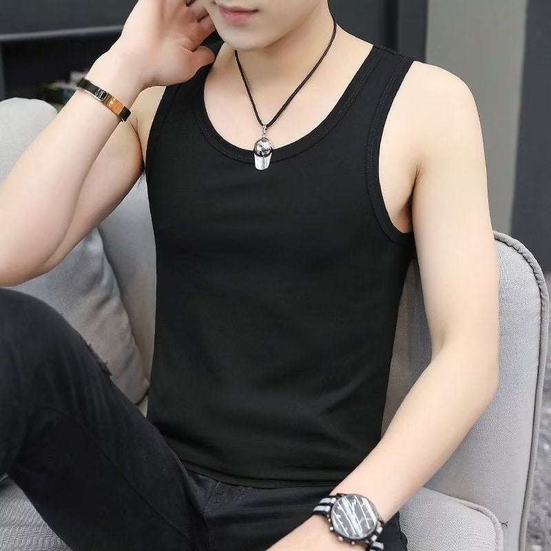 Mens Summer Ice Silk Vest Sleeveless Sportswear 2023 vest black  - Image 1