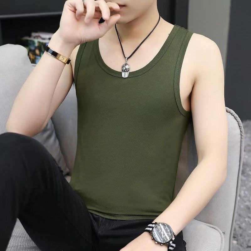 Mens Summer Ice Silk Vest Sleeveless Sportswear 2023 vest black  - Image 2