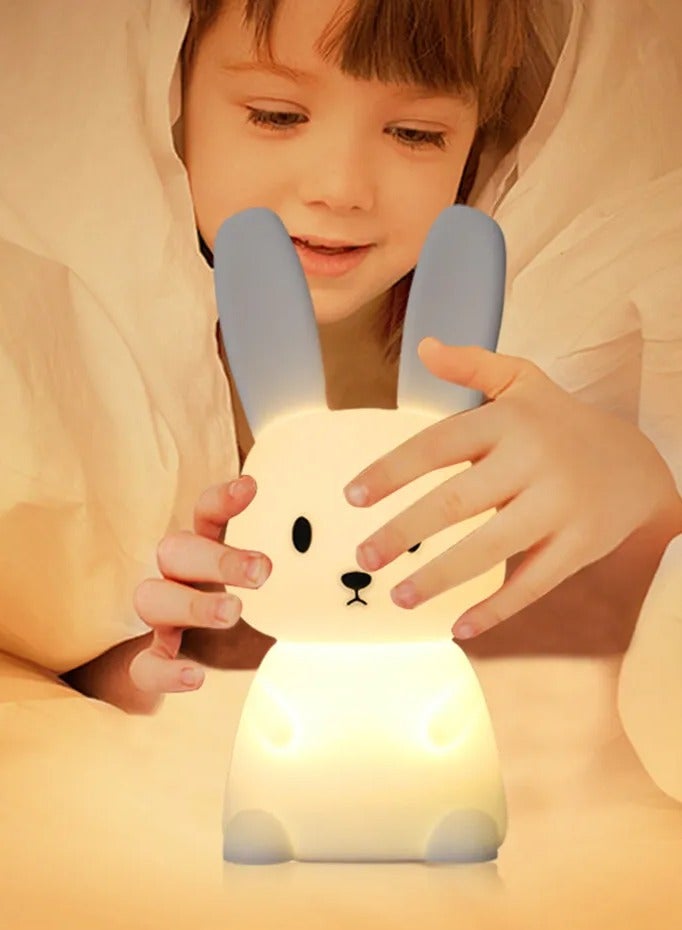 مصباح الليل للأطفال بتصميم أرنب لطيف، هدية لغرف الحضانة للفتيات والأولاد والرضع، ديكور غرفة كاوايي، مصباح أرنب سيليكون قابل لإعادة الشحن عبر USB، هدية عيد ميلاد للأطفال والرضع. - Image 3