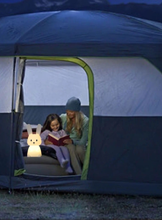 مصباح الليل للأطفال بتصميم أرنب لطيف، هدية لغرف الحضانة للفتيات والأولاد والرضع، ديكور غرفة كاوايي، مصباح أرنب سيليكون قابل لإعادة الشحن عبر USB، هدية عيد ميلاد للأطفال والرضع. - Image 5