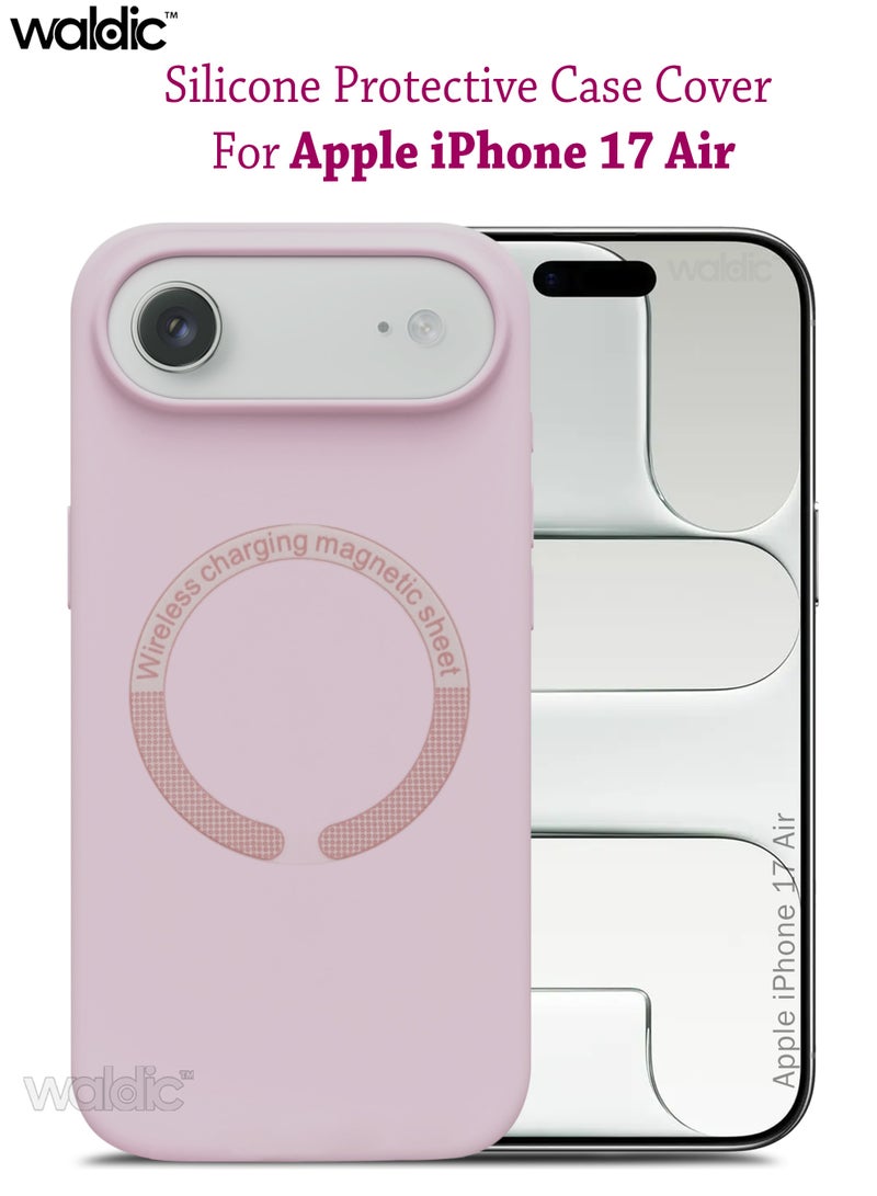 Waldic Apple iPhone 17 Air Silicone Magsafe Case|Ultra-Hybrid Soft Back Case Cover Compatible With Magsafe|Camera Protection|Shockproof Bumper Case Cover For Apple iPhone 17 Air - Pink Sand - Image 1