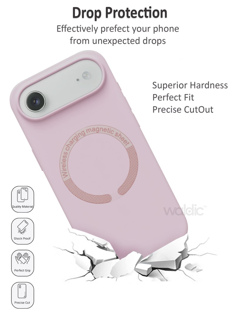 Waldic Apple iPhone 17 Air Silicone Magsafe Case|Ultra-Hybrid Soft Back Case Cover Compatible With Magsafe|Camera Protection|Shockproof Bumper Case Cover For Apple iPhone 17 Air - Pink Sand - Image 3