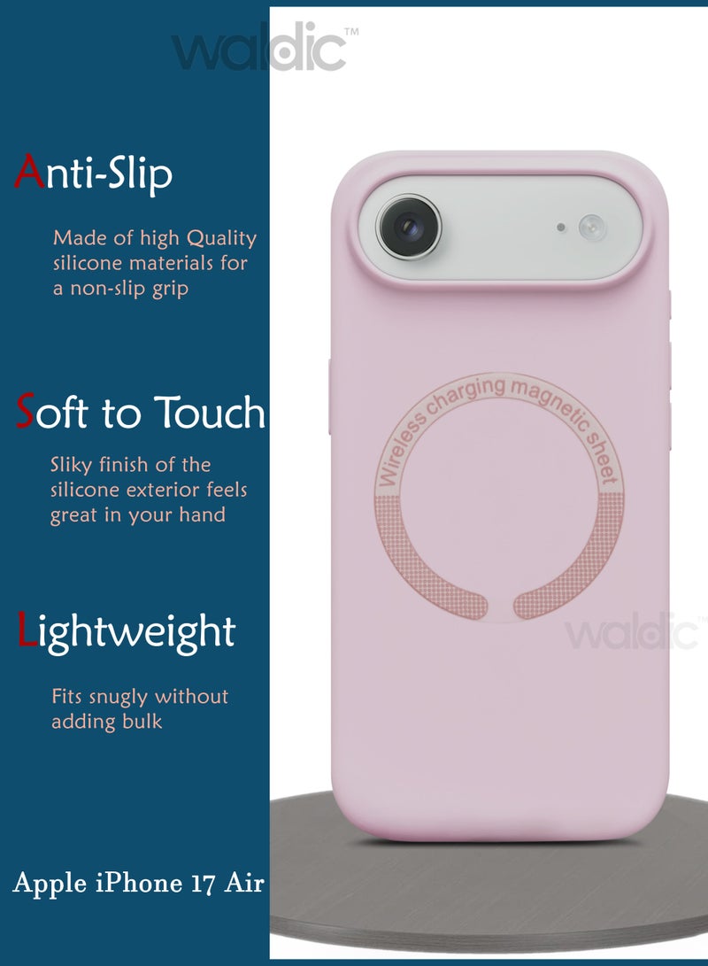 Waldic Apple iPhone 17 Air Silicone Magsafe Case|Ultra-Hybrid Soft Back Case Cover Compatible With Magsafe|Camera Protection|Shockproof Bumper Case Cover For Apple iPhone 17 Air - Pink Sand - Image 2