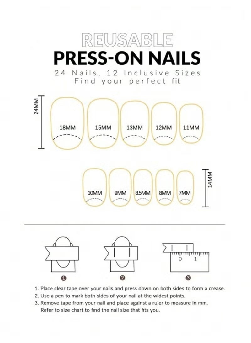 لوميا 24 قطعة من أظافر صناعية لامعة وردية اللون، أطراف فرنسية لامعة بلون اللوز الذهبي مع تصميم لاصق لتغطية كاملة، أظافر صناعية أكريليك قابلة لإعادة الاستخدام للنساء، مانيكير منزلي الصنع - Image 5