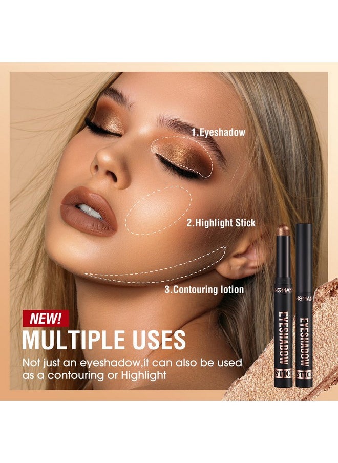 Bestland BestLand 8 Pcs Cream Eyeshadow Stick, Highlighter Makeup Stick Set Long-Lasting Waterproof, Crease-proof, Blendable Eye Shadow Applicator Sticks Eyeliner Pen Eye Makeup (Color Set B)  - Image 5