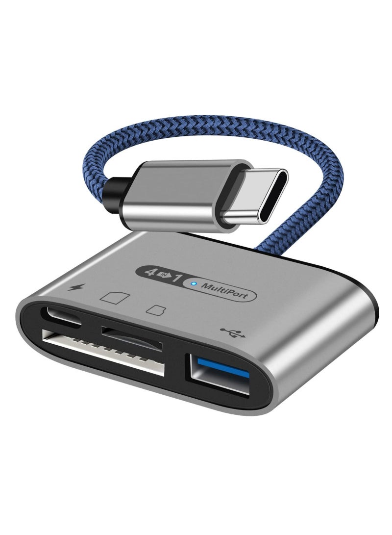 Captaintech SD Card Reader 4 in 1 Type C, with PD 60W Fast Charging Adapter, USB 3.0 Camera Adapter Bidirectional 312 MB/s, High Speed Data Transfer SD/TF Card Reader for iPad Pro, MacBook Pro and More - Image 1