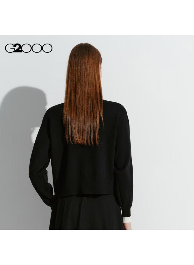G2000 Warm Autumn Winter Mall Style Wool Blend T Knit Cardigan Black L - Image 1