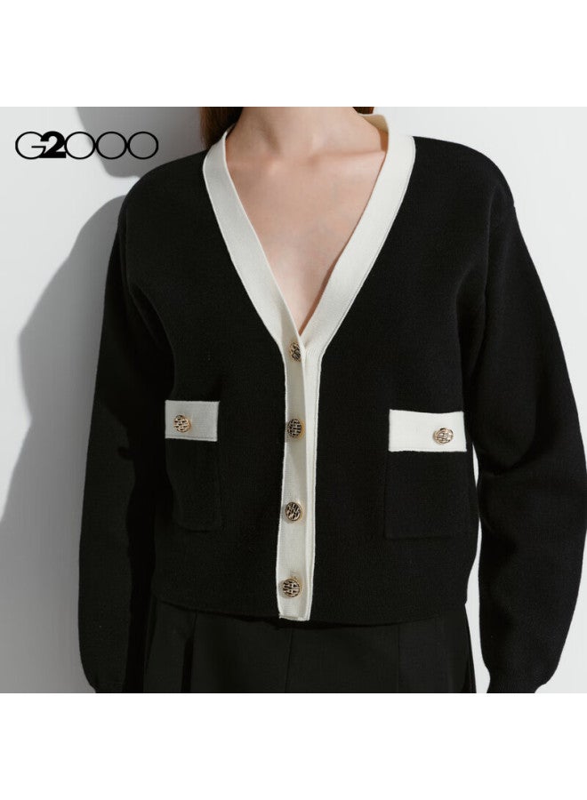 G2000 Warm Autumn Winter Mall Style Wool Blend T Knit Cardigan Black L - Image 2