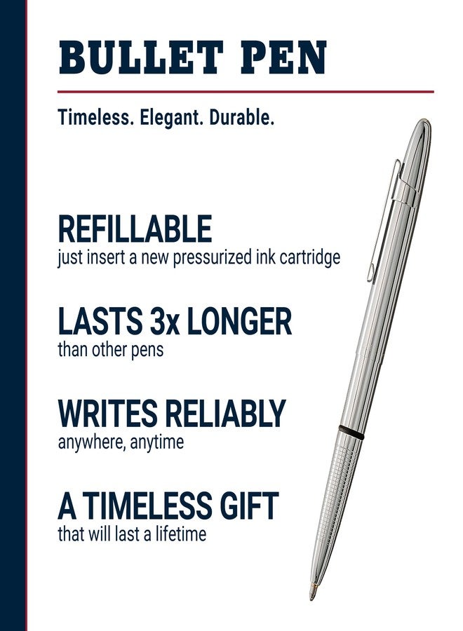 Fisher Space Pen Chrome Bullet Pen, Pressurized Ballpoint Pen, Compact Pocket Size, Writes Upside Down and in Extreme Temperatures, Smooth Black Ink, Medium Point, Pocket Clip, Made in the USA - Image 2