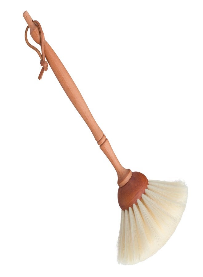 REDECKER Goat Hair Dust Brush with Oiled Pearwood Handle, 13-1/2 inches - Natural Bristle Dusters German Cleans Delicate Surfaces, Hanging Loop for Storage with Black Dot - Goat Hair Dusting Brush - Image 1