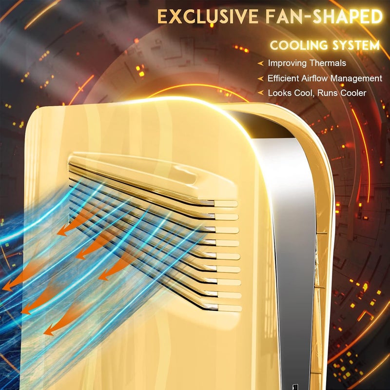 SIKEMAY PS5 Plates for Playstation 5 Disc Edition, Face Plates Cover Shell With Cooling Vents, ABS Hard Shockproof Protective Console Accessories Faceplate Skin Case (Gold) - Image 2
