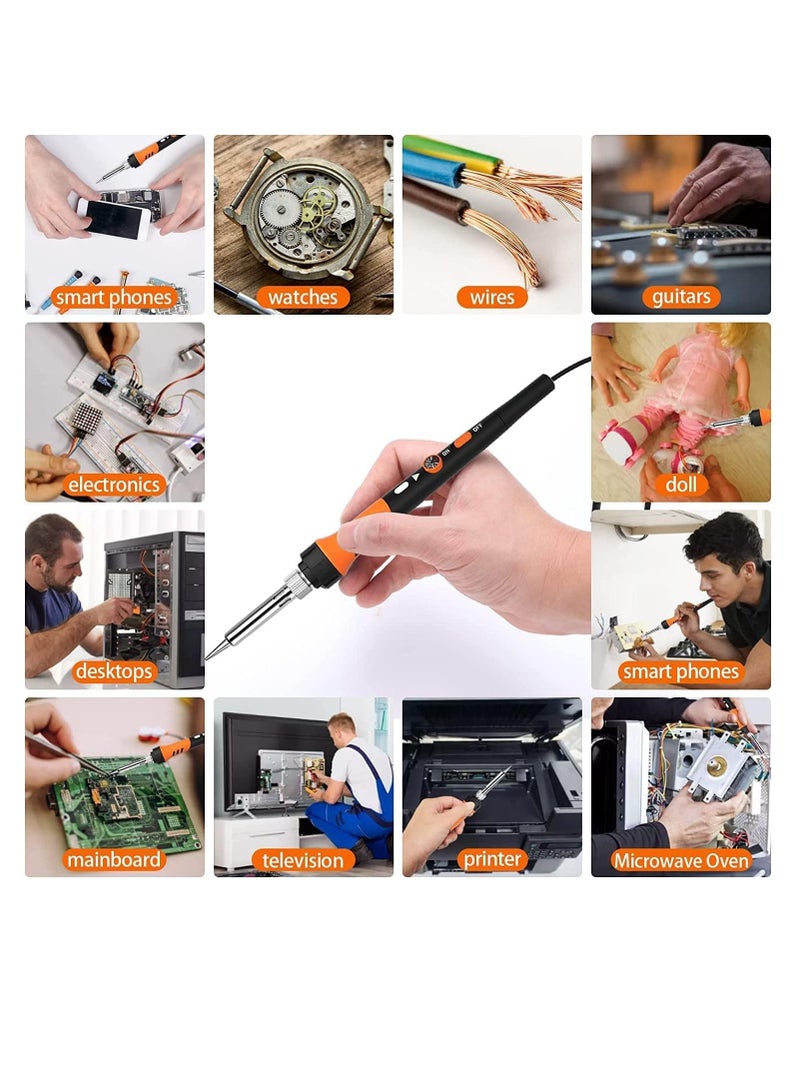 Soldering Iron kit, Soldering Gun, 8-in-1 Solder Iron kit Tool, Adjustable Temperature from 200 to 450℃ with 5 Soldering Iron Tips, Solder Wire, Soldering Iron Stand Soldering Repair Electronics - Image 3