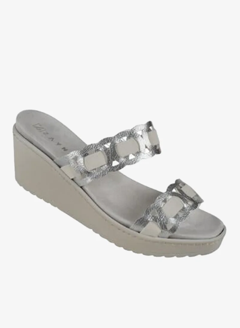 زينة 221-380 Zayna Ladies Wedge Sandals Milan 21510T Silver