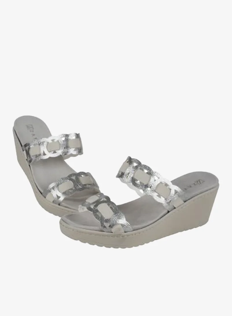 زينة 221-380 Zayna Ladies Wedge Sandals Milan 21510T Silver
