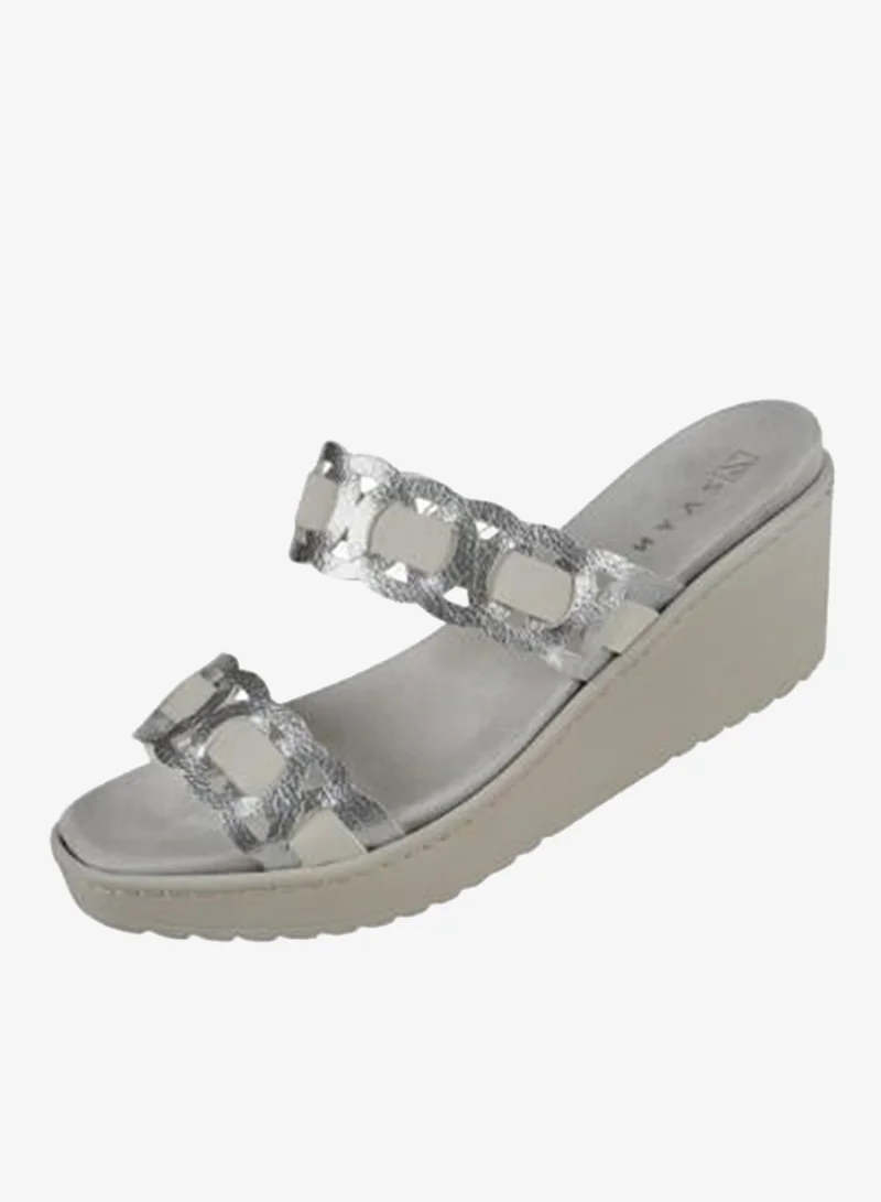 Zayna Silver 221-380 Zayna Ladies Wedge Sandals Milan 21510T Silver for Women | Best Price UAE