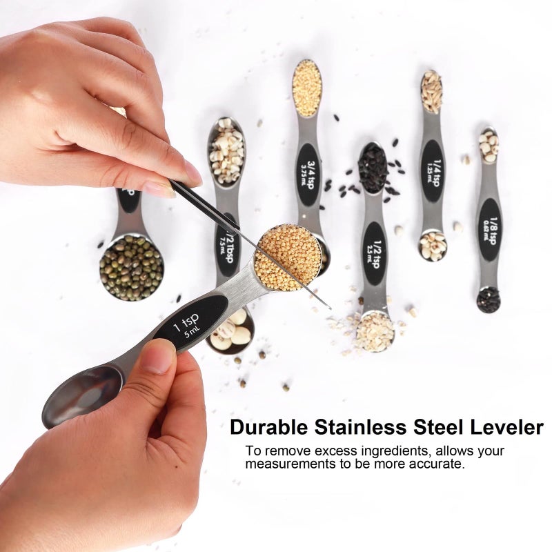 BIDFUL Magnetic Measuring Spoons Set Stainless Steel with Leveler-9pcs Stackable Metal Tablespoon Measure Spoon for Baking-Measuring Cups and Spoon Set Kitchen Gadgets Apartment Essentials Fits in Spice Jars - Image 4
