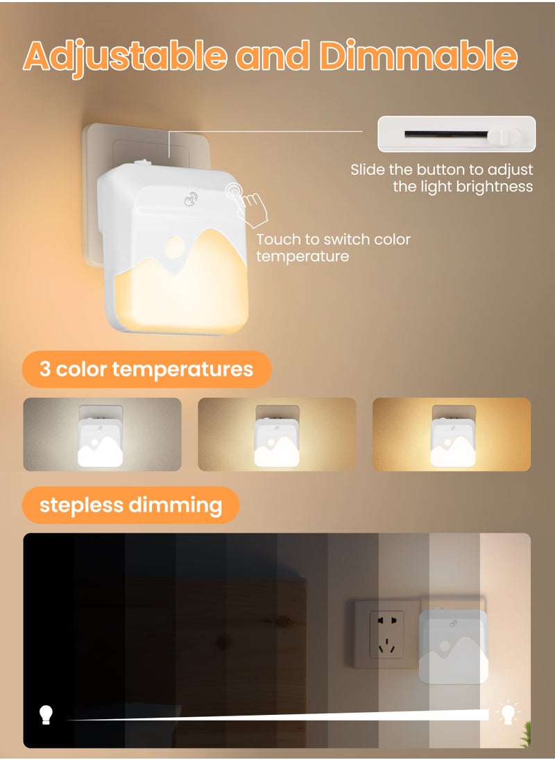 Xkimos Motion Sensor Light LED Kids Night Light Plug-in Wall Lamp with Adjustable Brightness, 2 Color Temperature Switching for Kids, Bedroom, Bathroom, Living Room, Hallway, Staircase (2 Pack)  - Image 3