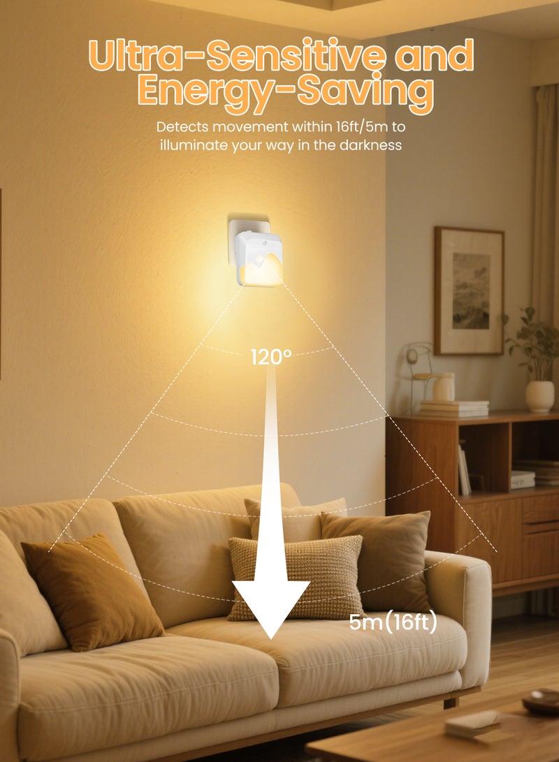 Xkimos 2-Pack Motion Sensor Dimmable Night Light,  Night Lights Plug into Wall, LED Adjustable Brightness Wall Light for Kids, Bedroom, Bathroom, Living Room, Hallway, Stairway - Image 4
