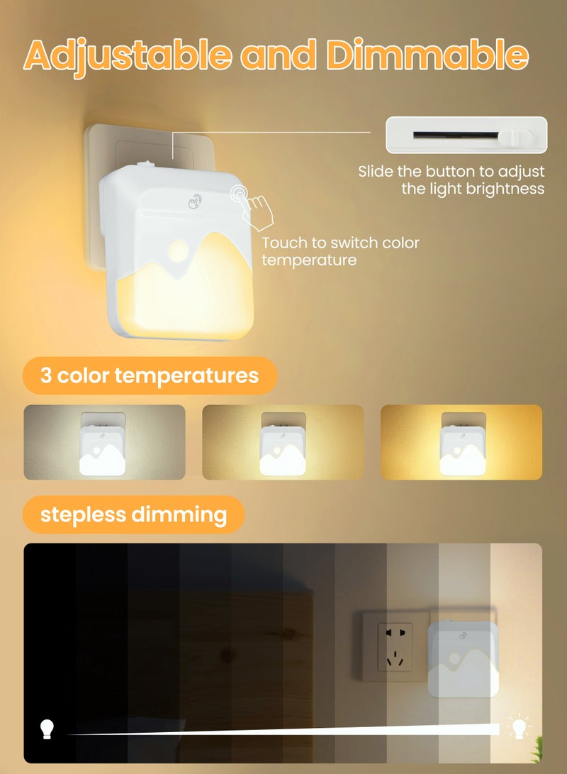 Xkimos 2-Pack Motion Sensor Dimmable Night Light,  Night Lights Plug into Wall, LED Adjustable Brightness Wall Light for Kids, Bedroom, Bathroom, Living Room, Hallway, Stairway - Image 3