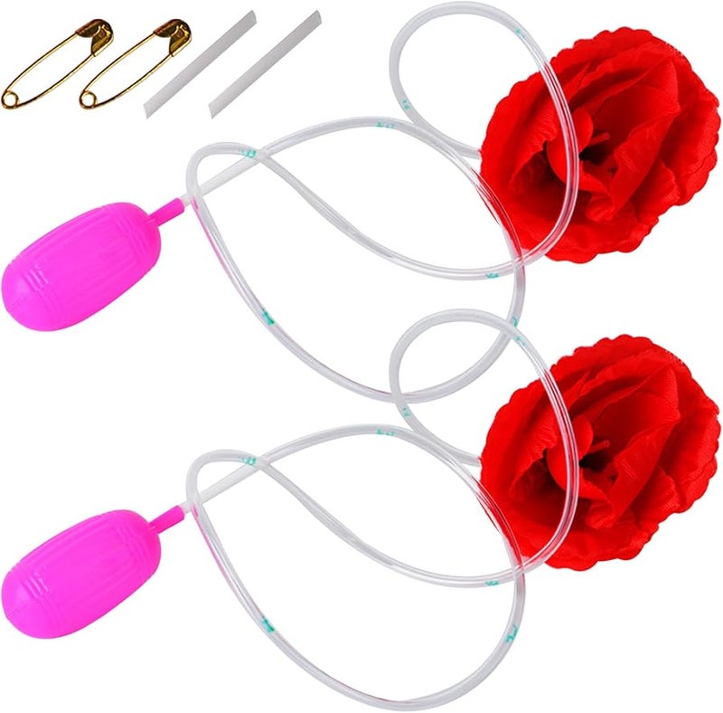 Realistic Red Rose Water Squirting Flower Prank Toy 2 Sets April Fools Day Party Joke - Image 1