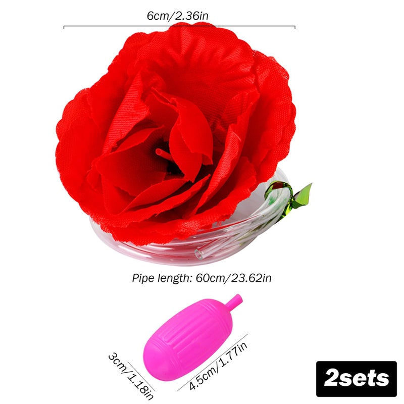 Realistic Red Rose Water Squirting Flower Prank Toy 2 Sets April Fools Day Party Joke - Image 3