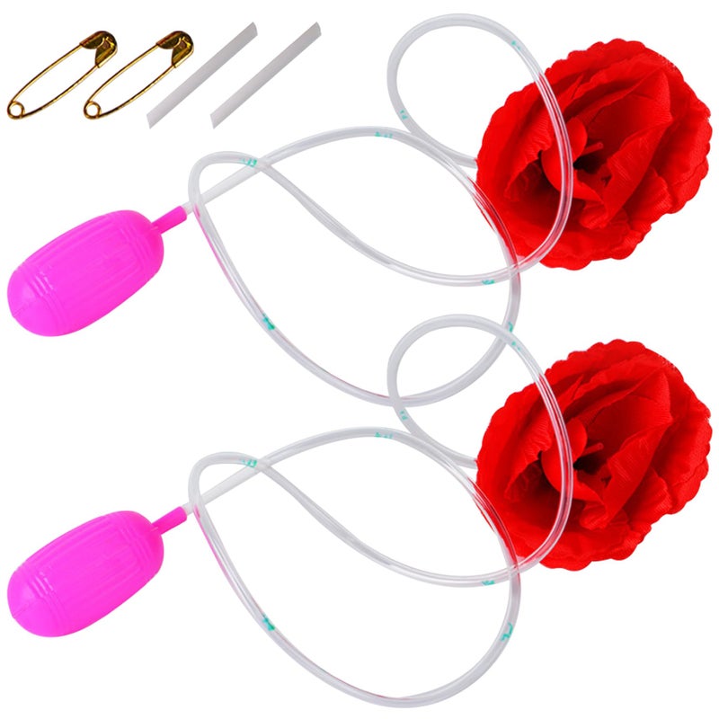 Realistic Red Rose Water Squirting Flower Prank Toy 2 Sets April Fools Day Party Joke - Image 2