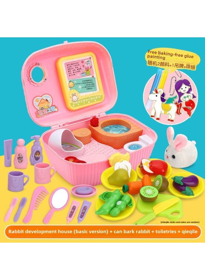 لعبة أطفال خارجية لطيفة من Cute Chick Nurturance House Pet للأطفال Che Che Che Che Che Che Che Ching Ling عيد ميلاد الفتيات - اللون: ㊣【الإصدار الأساسي】 + مستلزمات العناية الشخصية + بشرة㊣- المواصفات: ㊣يمكن استدعاء الأرنب㊣ - Image 1