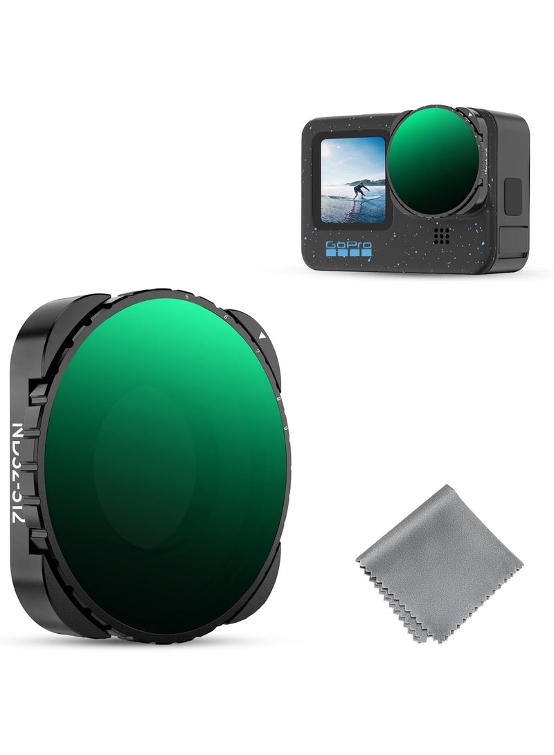 كيه آند إف كونسبت فلتر K&F CONCEPT المتغير ND32-512 متوافق مع كاميرا GoPro Hero 13 Black، فلتر تقليل الضوء ذو الكثافة المحايدة لكاميرات GoPro 12/11/10/9 Black، ملحقات كاميرا الحركة المصنوعة من زجاج بصري عالي الدقة متعدد الطبقات - Image 1