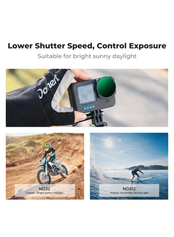 كيه آند إف كونسبت فلتر K&F CONCEPT المتغير ND32-512 متوافق مع كاميرا GoPro Hero 13 Black، فلتر تقليل الضوء ذو الكثافة المحايدة لكاميرات GoPro 12/11/10/9 Black، ملحقات كاميرا الحركة المصنوعة من زجاج بصري عالي الدقة متعدد الطبقات - Image 4