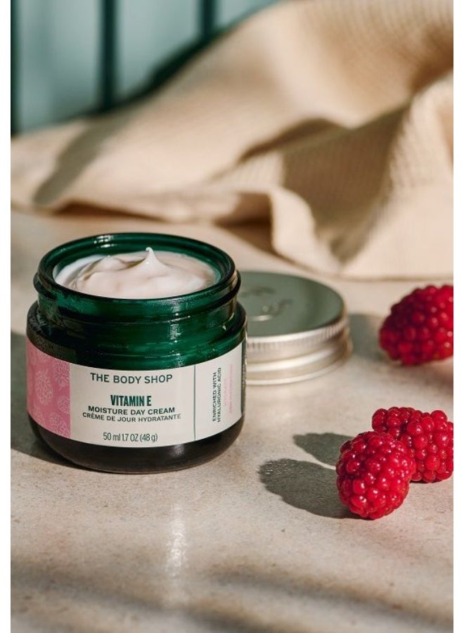 THE BODY SHOP Vitamin E Moisture Day Cream – Hydrating Face Moisturiser with Hyaluronic Acid, Vitamin E & Raspberry Seed Oil | Boosts Skin Hydration for 48 Hours, Restores Moisture, Improves Skin Radiance | Lightweight, Fast Absorbing, Suitable for All Skin Types, 50 ml - Image 2