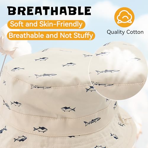 Durio Baby Sun Hat Summer Beach UPF 50+ Sun Protection Baby Boy Hats Double Sides Toddler Sun Hats Cap for Baby Girl Kid Bucket Hat Beige 20.5"(52cm)/2-4 Years - Image 3