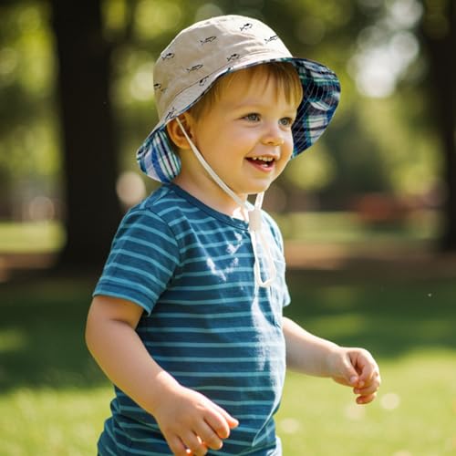 Durio Baby Sun Hat Summer Beach UPF 50+ Sun Protection Baby Boy Hats Double Sides Toddler Sun Hats Cap for Baby Girl Kid Bucket Hat Beige 20.5"(52cm)/2-4 Years - Image 5