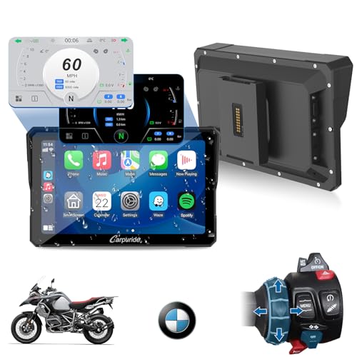 Carpuride 2025 CARPURIDE W702BS PRO for BMW Motorcycle CarPlay & Android Auto Dual Bluetooth, 7" Waterproof GPS Navigation Screen, Data Reading, Native Wonder, TPMS, Light Sensor, Music Sharing, Intercom,16-Pin - Image 1