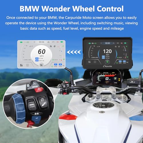 Carpuride 2025 CARPURIDE W702BS PRO for BMW Motorcycle CarPlay & Android Auto Dual Bluetooth, 7" Waterproof GPS Navigation Screen, Data Reading, Native Wonder, TPMS, Light Sensor, Music Sharing, Intercom,16-Pin - Image 3