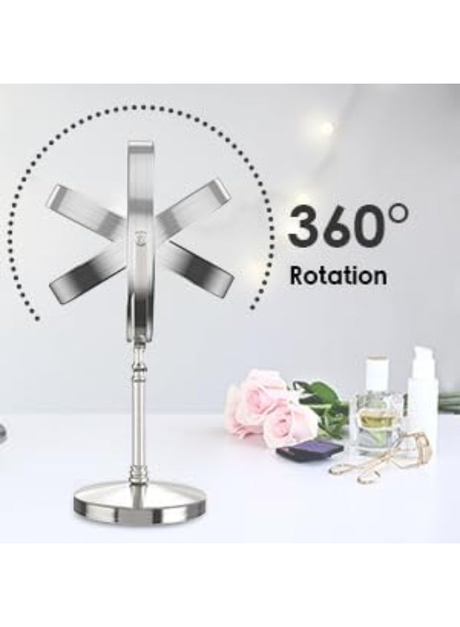 مرآة مكياج مضاءة، مرآة مضخمة ثنائية الجانب قابلة للشحن بحجم 8 بوصات بثلاثة ألوان، مرآة مكياج مع لمسة شاشة دوارة 360 درجة بتكبير 1x/10x، مرآة مكياج مضيئة قابلة لضبط السطوع وتكبير الصورة - Image 4