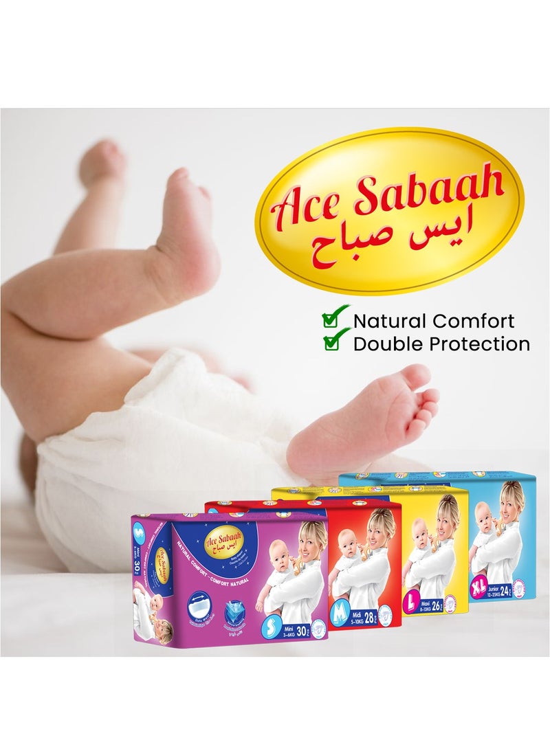 Ace Sabaah - Natural Comfort Baby Diaper Small Mini 3-6kg 30 pcs - Image 1