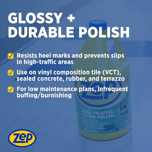 Zep Commercial High-Traffic Floor Polish, 4-1 Gallon Bottles, Professional Grade Floor Finish For a Range Of Hard Floor Surfaces (ZUHTFF128) - Image 4