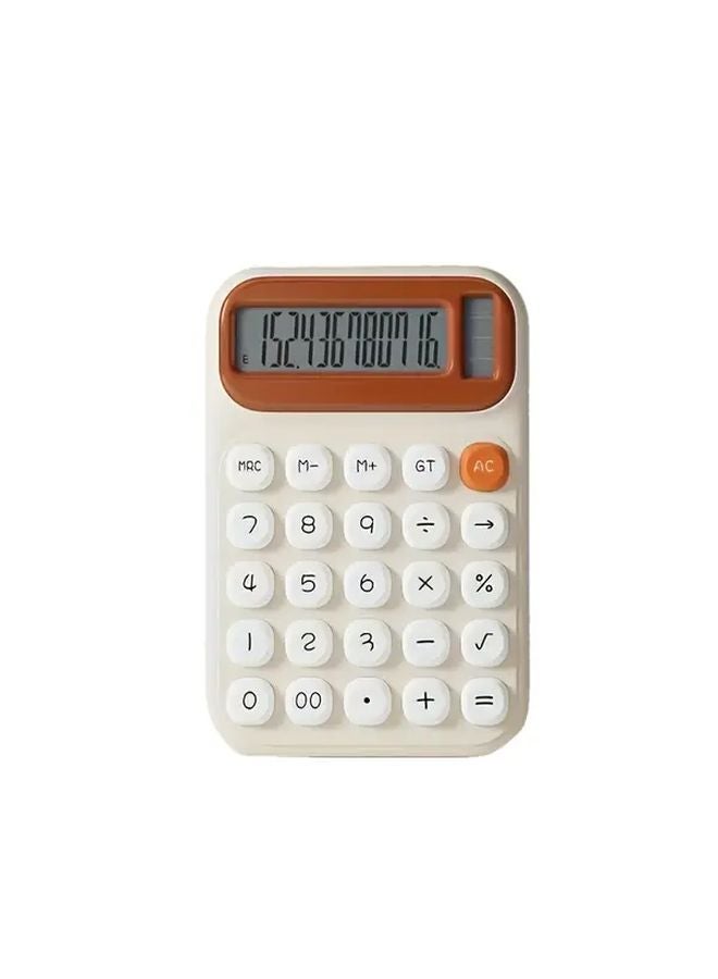 Beige 12 Digit Large Display Calculator Solar Battery Dual Power Office Home Use - Image 1