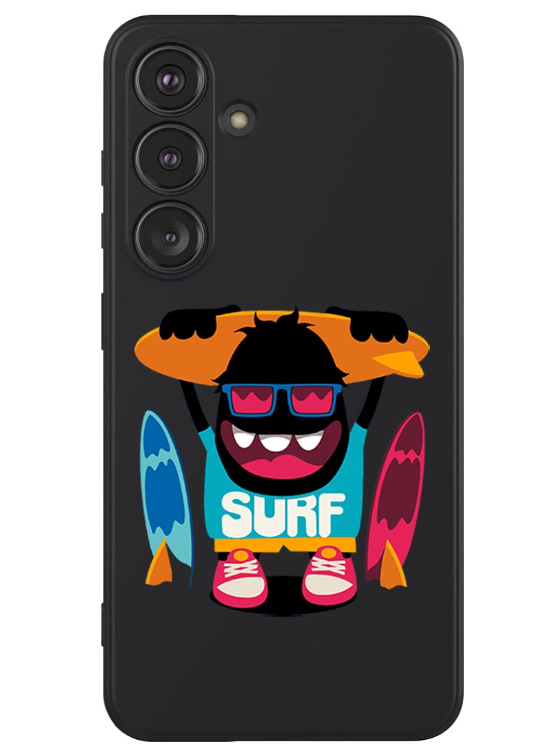 Theodor Protective Slim Fit Case Liquid Silicone Cover with Full Body Protection Anti-Scratch Shockproof Case For Samsung Galaxy S24 Plus (Black) - surf - Image 1