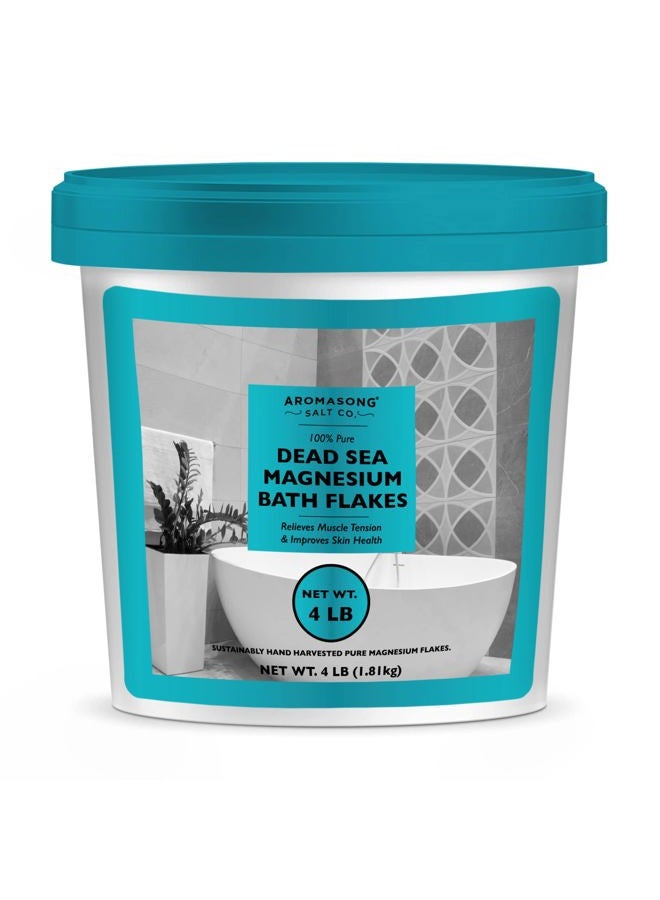 Aromasong Raw Dead Sea Magnesium Flakes for Bath - 4 LB Bulk Bath Salt in Reusable Bucket - Image 1