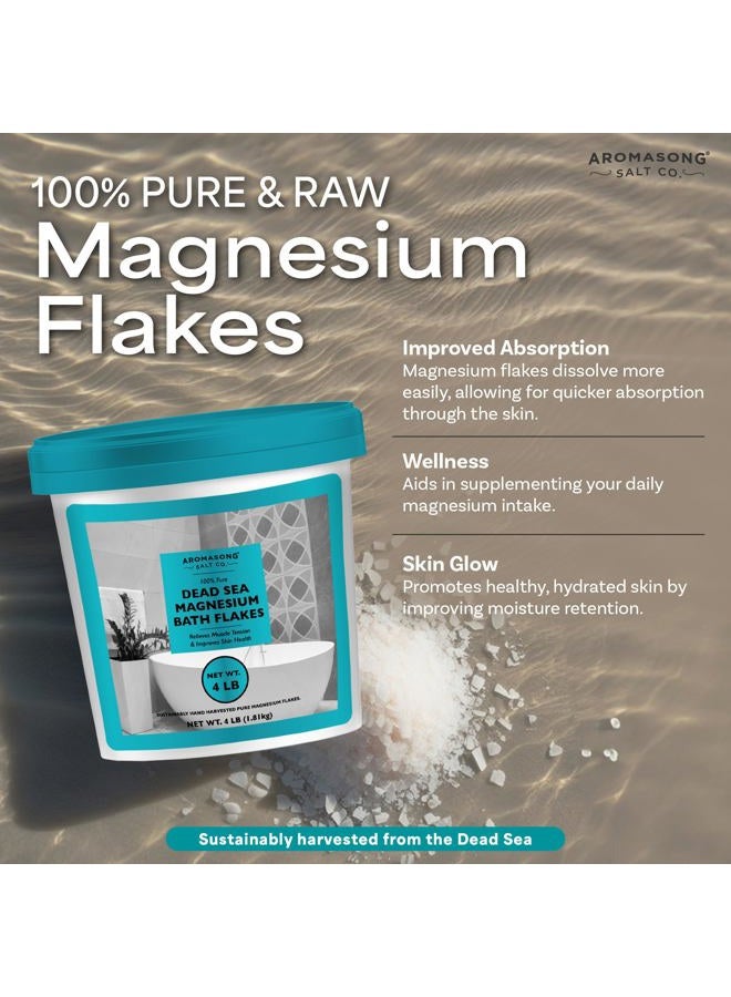Aromasong Raw Dead Sea Magnesium Flakes for Bath - 4 LB Bulk Bath Salt in Reusable Bucket - Image 3