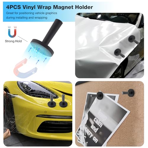Gomake Vinyl Wrap Tool Kit for Car Window Tint Installation with Magnet Holder, Rubber & Vinyl Squeegees, Shank Gasket, Mini Quarter Squeegee - Image 2