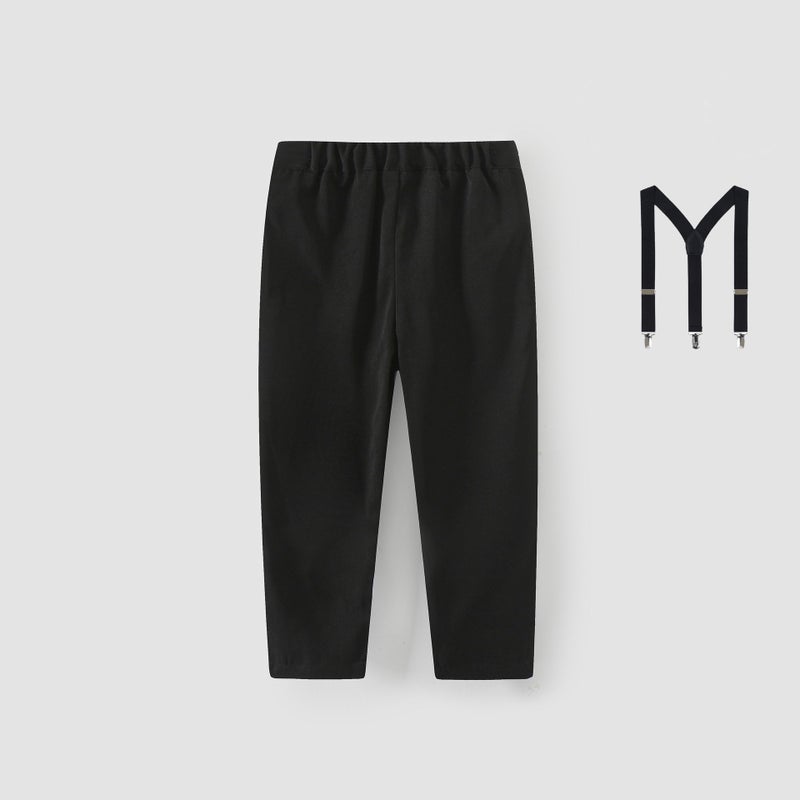 Children'S Black Trousers Boys' Performance Small Suit Pants Children'S Shorts Primary School Students School Pants Stage Performance Suspender Pants - Image 5