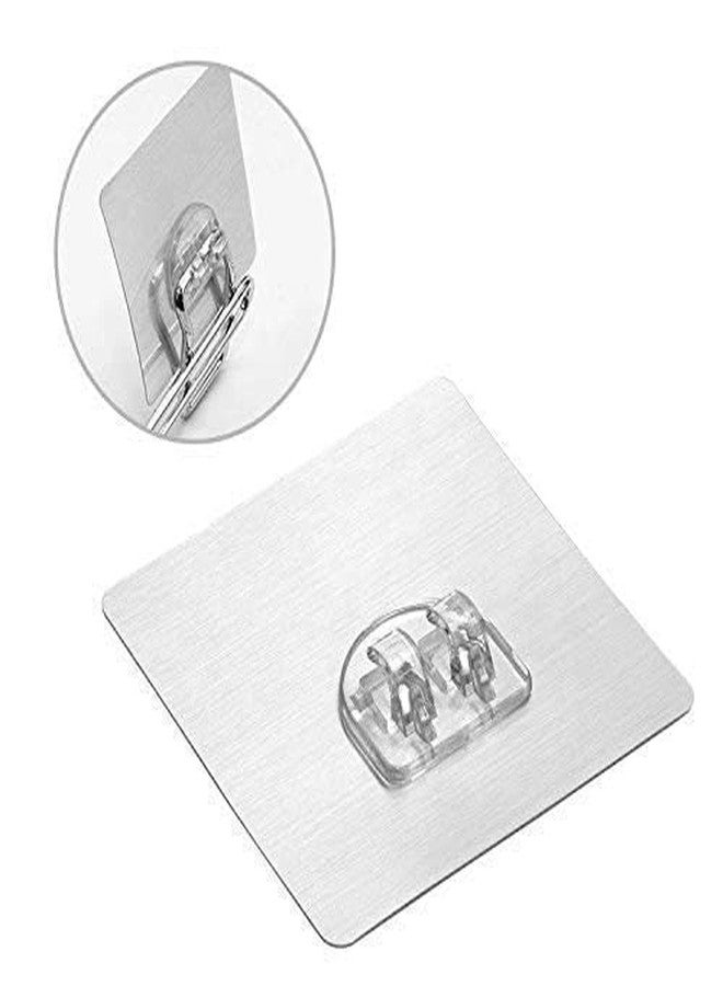 AMIQUS 10 Pcs Hevy Duty Self Adhesive Hook for Hanging Kitchen Item and Other Stainless Steel, Gold Waterproof, Strong Towels, Keys, Utensils,Robes Double-Sided Transparent (Double Claw V Shape) - Image 2
