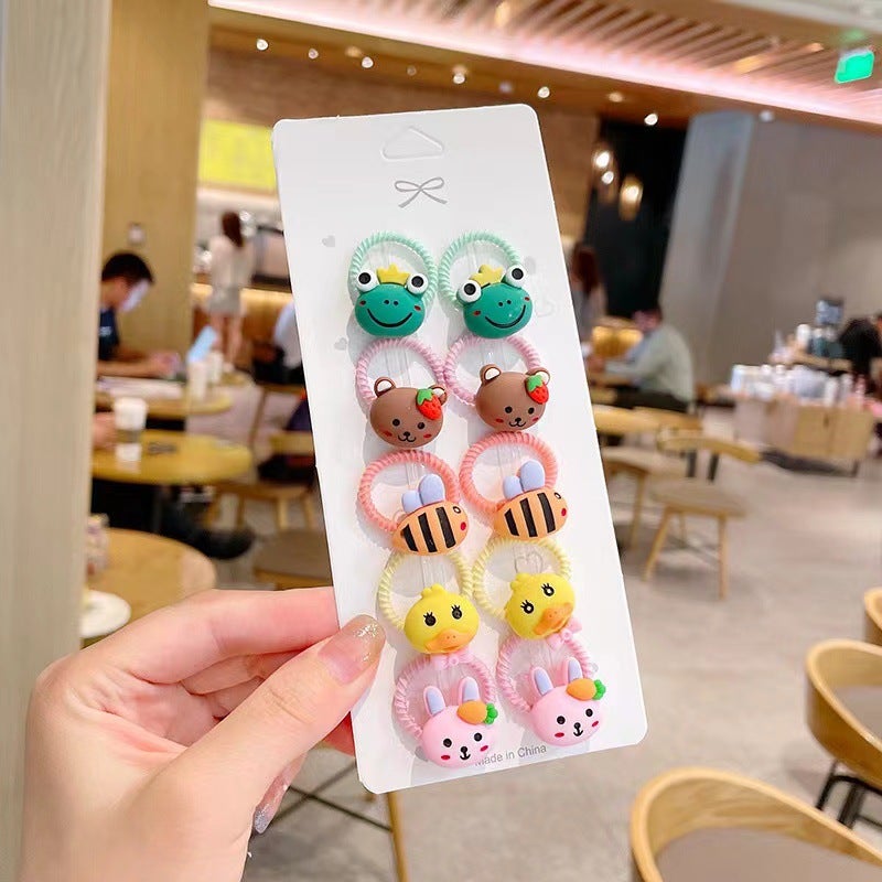 Colorful Kids Thumb Bands Elastic Hair Ties 18# small bees 10 - Image 1
